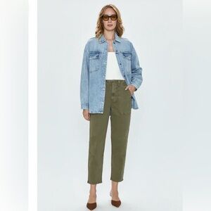 PISTOLA Pamela High Rise Straight Trouser in Dark Olive 25